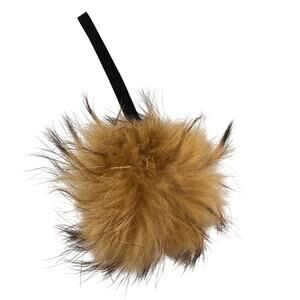 Brown Black Fluffy Pom Pom Keyring Charm Smooth Real Fur Elastic Loops NEW
